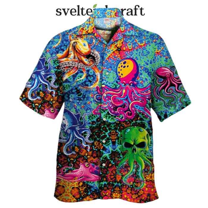 Hippie Light Colorful Lover Art Style Skull Variation Octopus Hawaiian Shirt
