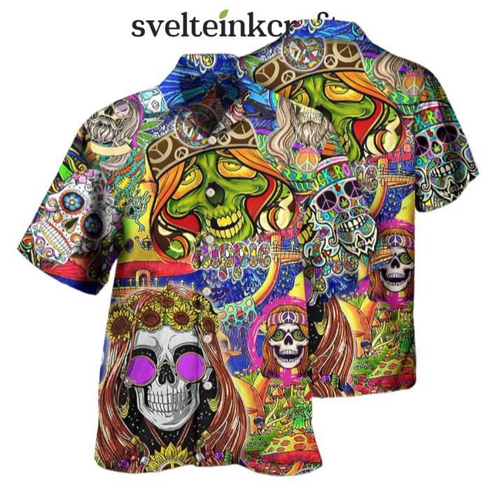 Hippie Skull Rock And Roll Hawaiian Shirt