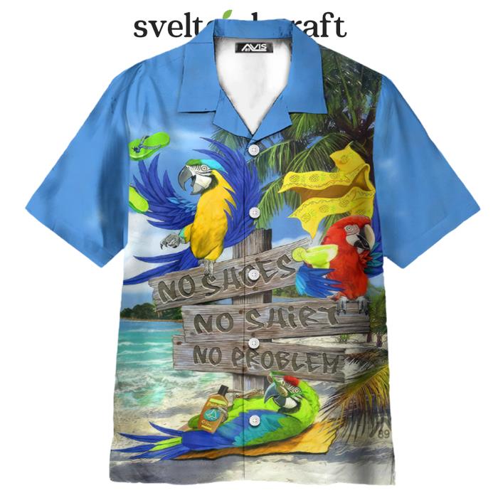 Mischevous Parrot No Shoe No No Problem Hawaiian Shirt