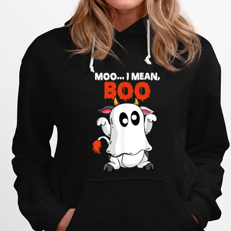 Moo I Mean Boo Funny Ghost Cow Pumpkin Farmer Cow Halloween T-Shirts