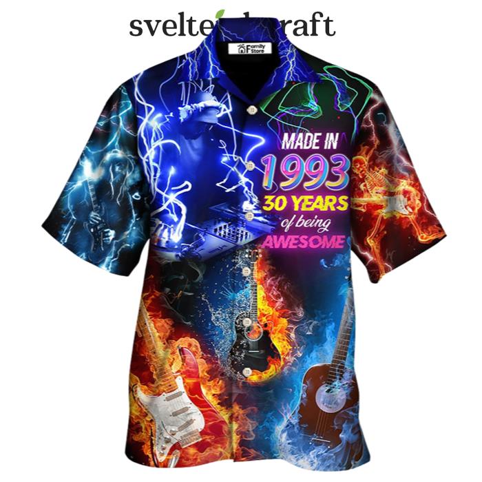 Music Is My Life Made In 1993 Neon Style Hawaiian Shirt