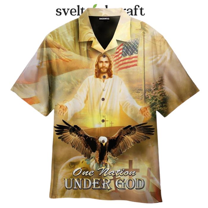 One Nation Under God Jesus Bless Americans Hawaiian Shirt