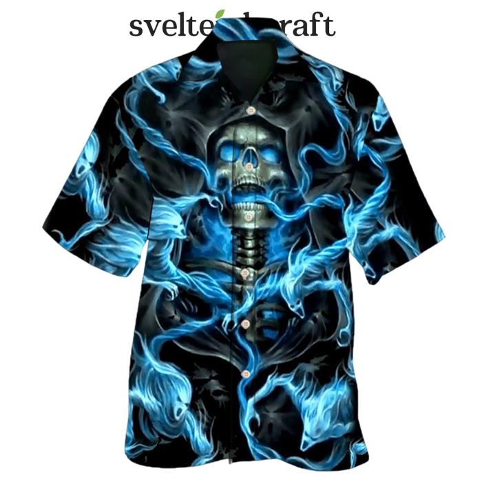 Skull Black Ground Hawaiian Shirt