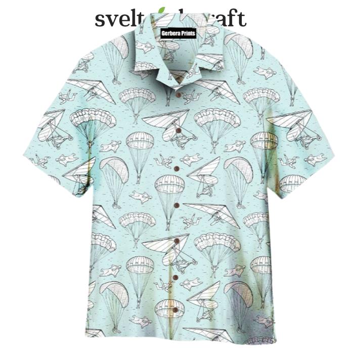 Skydiving Tropical Green Hawaiian Shirt