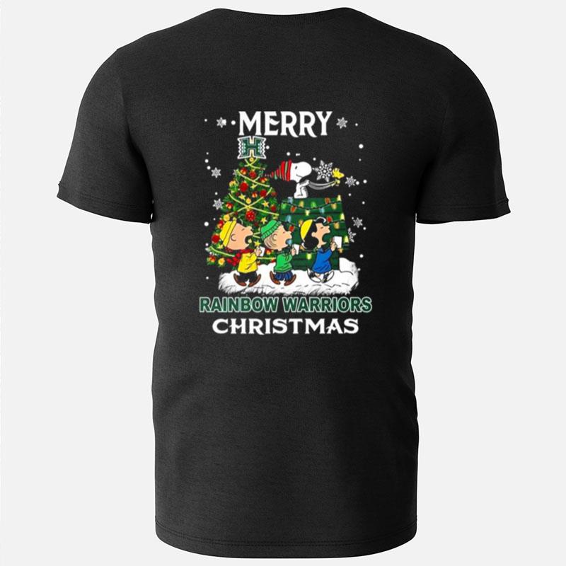 Snoopy And Friends Merry Discover Cool Hawaii Rainbow Warriors Christmas T-Shirts