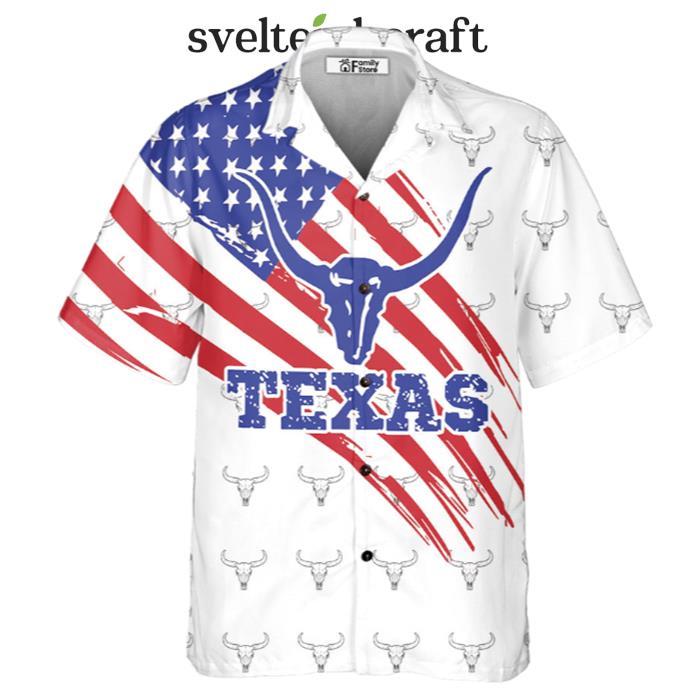 Texas Flag Longhorn Pattern Unique Texas Hawaiian Shirt