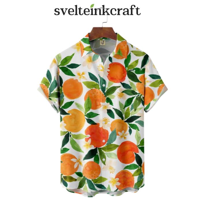 Tropical Fruit Orange Pattern Hawaiian Shirt