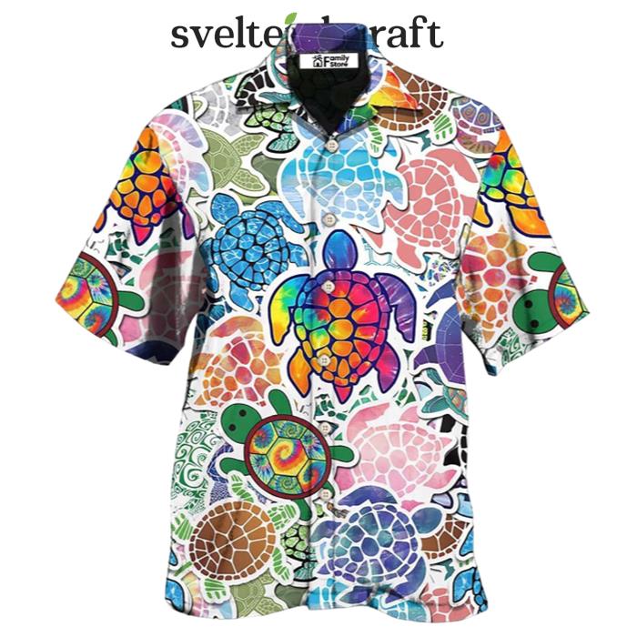 Turtle Color Mix Love Peace Hawaiian Shirt