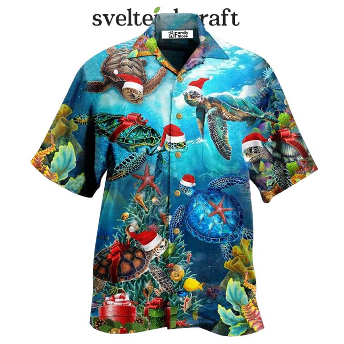 Turtle Love Christmas And Ocean Hawaiian Shirt