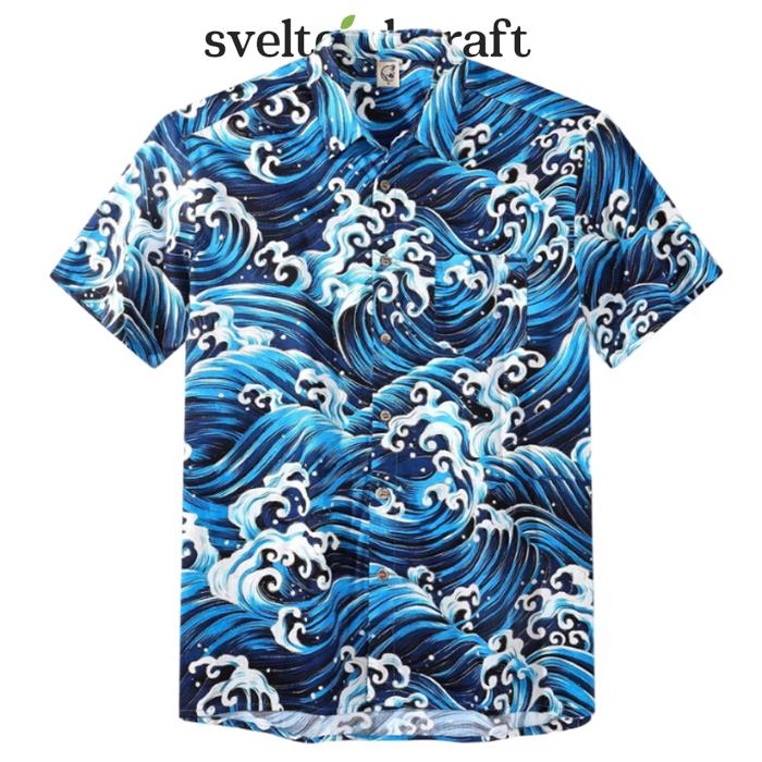 Ukiyoe Wave Blue Ocean Hawaiian Shirt