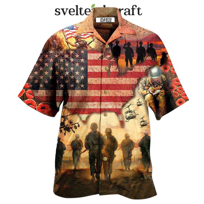 Veteran Blood Sweat And Tear America Flag Hawaiian Shirt