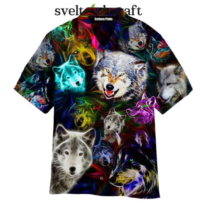 Wild Wolf Neon Black Hawaiian Shirt