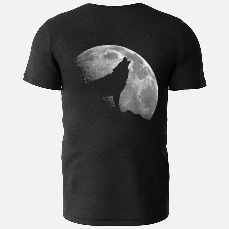 Wolf And Full Moon Silhouette Howling T-Shirts